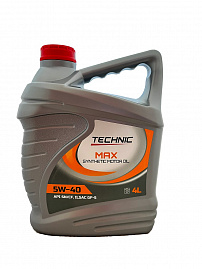 TECHNIC MAX 5W40 API SN/CF ILSAC GF-5 4L Синт. моторное масло